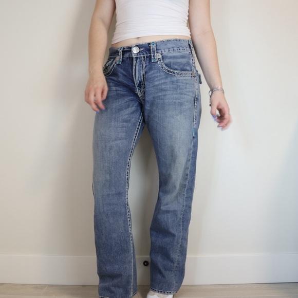 Y2k True Religion Ricky Super T Low Rise Jeans - Picture 3 of 5